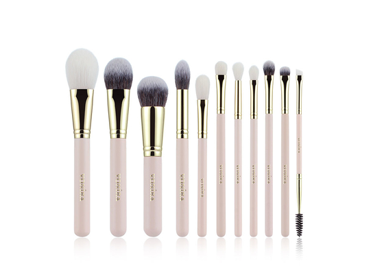 Vonira Brand New Basic 11 Pieces Makeup Brushes Collection Set de Brochas de Maquillaje Professionale Rosa Oro Nudo Colore