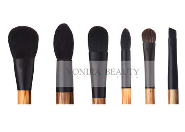 Custom 6 Piece Private Label Makeup Brushes Set High end Animal Hair Natural Wood Handle