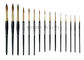 Spazzole rotonde pure di arte del chiodo di Kolinsky della natura favolosa con il puntale dell'oro e la maniglia nera 15 PCS