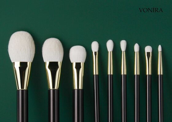 Pennello per occhi Vonira personalizzato all'ingrosso in pelo di capra bianco naturale con manico marrone scuro