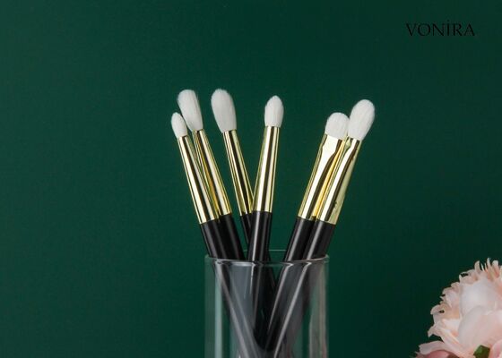 Pennello per occhi Vonira personalizzato all'ingrosso in pelo di capra bianco naturale con manico marrone scuro