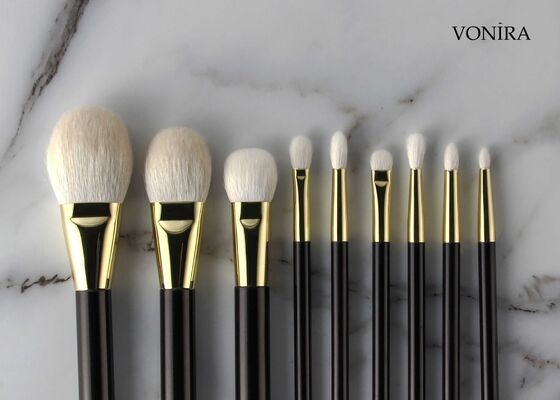 Pennello per pieghe occhi Vonira personalizzato all'ingrosso in pelo di capra bianco naturale con manico marrone scuro