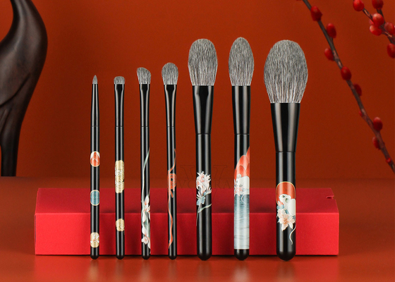 Spazzola per il trucco professionale con capelli sintetici PBT Taklon di alta qualità e ferrule di rame nero massello massello SA8000 e ISO9000 certificato