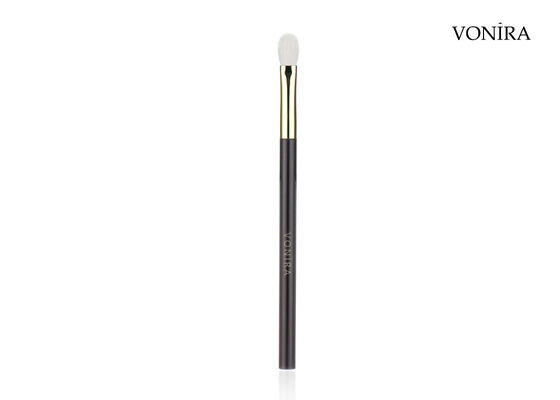 Pennello da trucco Vonira personalizzato all'ingrosso in pelo di capra bianco naturale con manico marrone scuro piatto per sfumare gli occhi