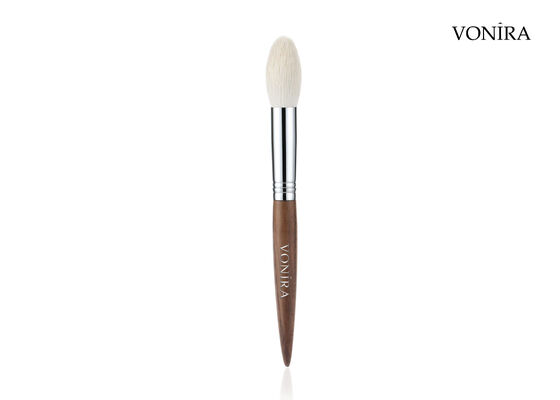Pennello per il trucco Vonira personalizzato all'ingrosso in pelo di capra bianco naturale con manico in ebano marrone per illuminante viso