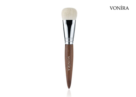 Vonira Custom Wholesale Naturale Capelli Bianchi di Capra Marrone Ebano Manicotto Faccia Makeup Fondamento Spazzola