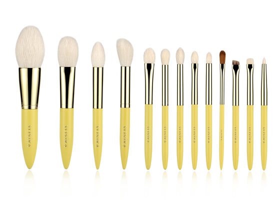 Spazzole naturali gialle di trucco dei capelli della capra dell'oro professionale su ordinazione di 13 pezzi