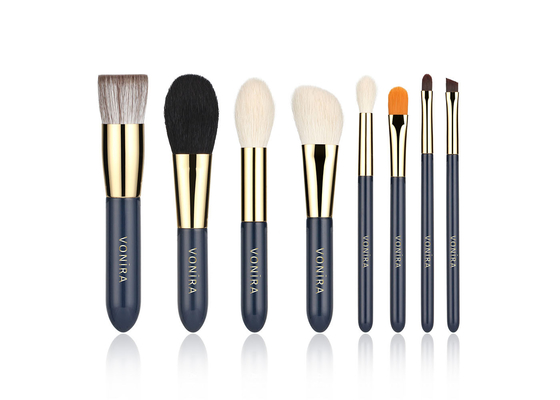 Logo all'ingrosso naturale dell'etichetta privata dei capelli 8Pcs Mini Travel Makeup Brushes Set della capra