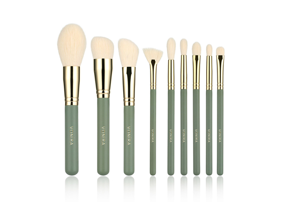 Spazzole di trucco di Brochas Maquillaje del set di pennelli di trucco della fibra sintetica di verde di bellezza 9PCS di Vonira