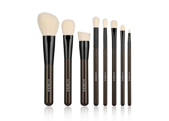 Le spazzole sintetiche di trucco del vegano hanno messo il corredo cosmetico della spazzola del nero dell'etichetta privata 8PCS