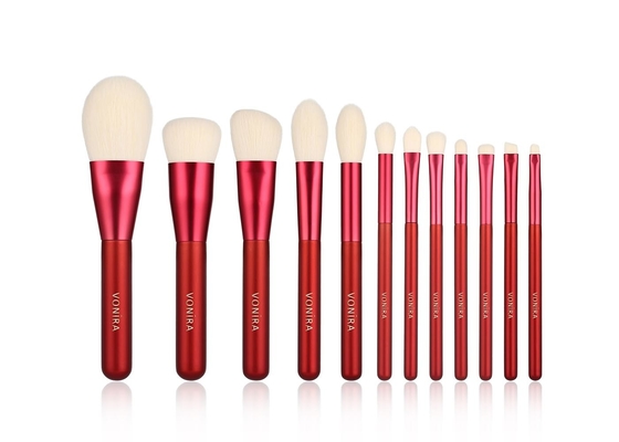 Spazzola di mescolamento di trucco 12PCS del set di pennelli della polvere di punto culminante rosso sintetico del fondamento