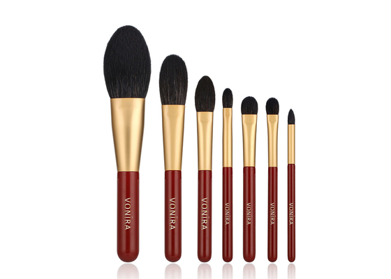 Insieme di spazzole essenziale di trucco 7pcs di Vonira con il puntale naturale dell'oro dei capelli della capra